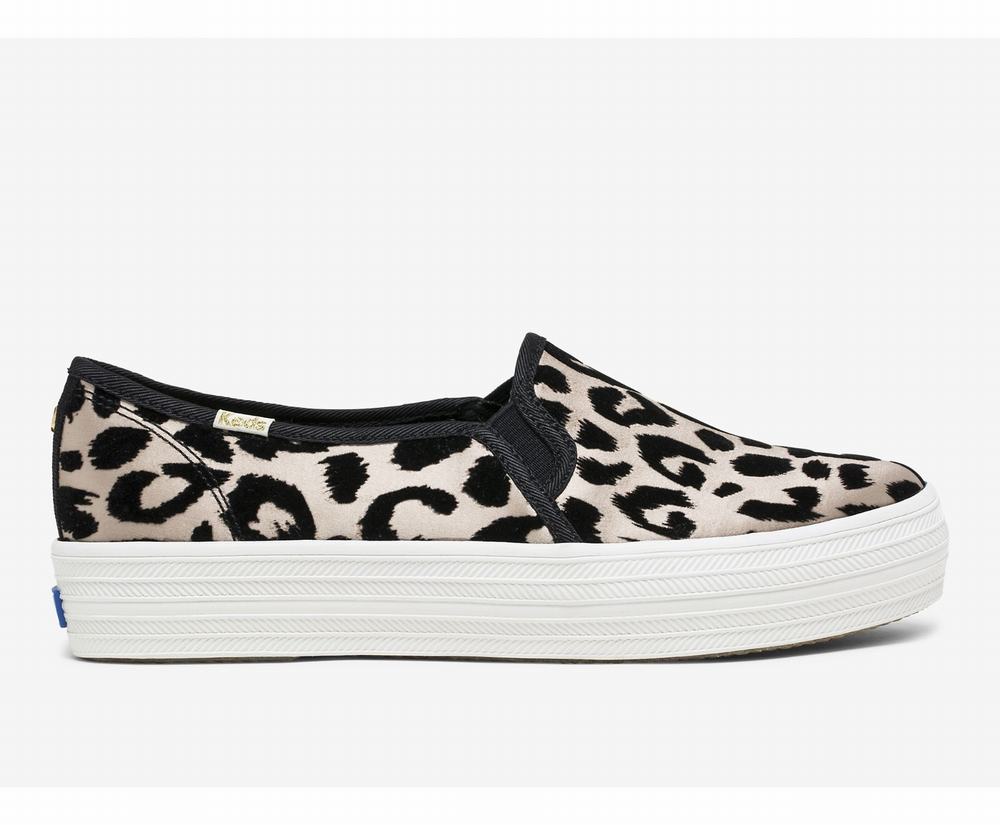 Women's Keds x kate spade new york Triple Decker Flocked Leopard Slip Ons Leopard 9637280TM - South